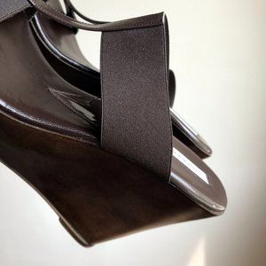 NEW Charles David Dark Brown Wedge Sandals 10M